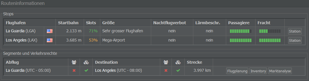 Informationen zu Flugstrecken