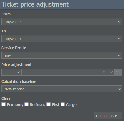 Pricing Menu (Commercial Tab)